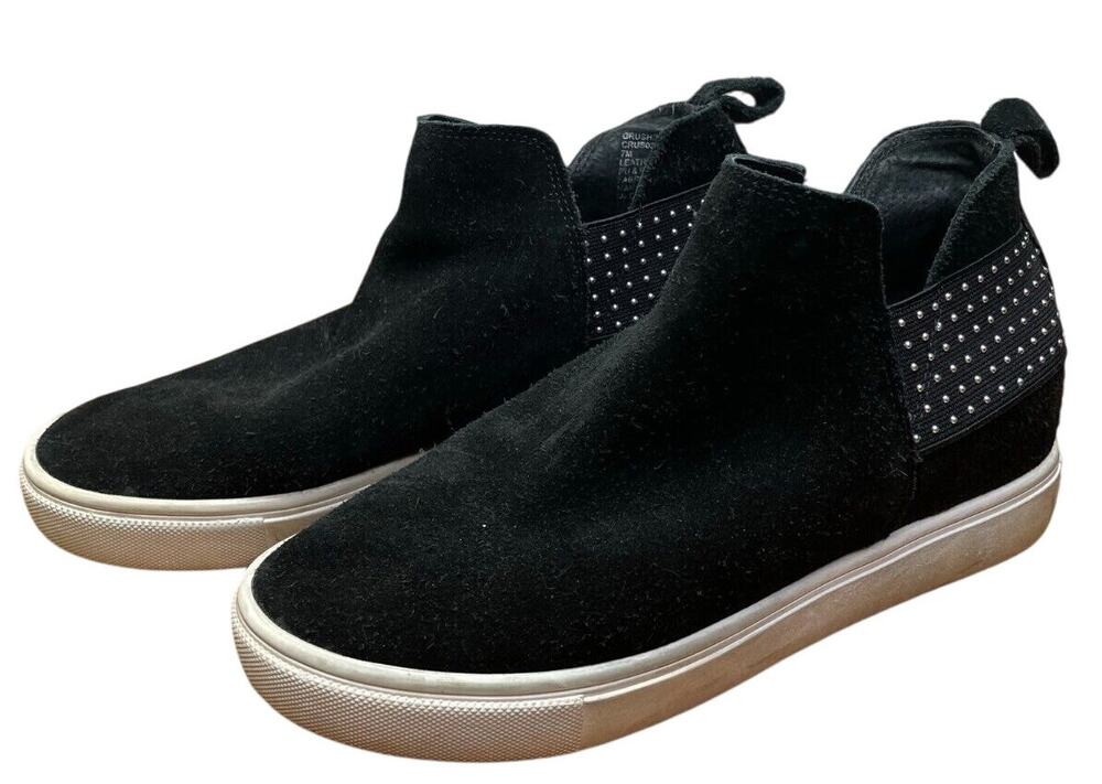 Steve Madden Womens Size 7M Slip On Ankle Bootie Black Leather Shoes Crushin